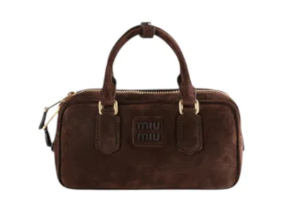 Pre-owned Miu Miu Women's  Bauletto Camoscio Padded Handbag In Moro In Brown