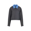 Miu Miu Cropped Wool Jacket Pointed Collar In Gray