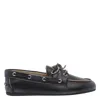 Miu Miu Unlined Boat Loafers In Decolored Leather In Black