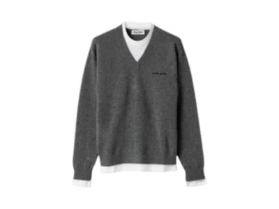 Pre-owned Miu Miu Women's  Cashmere Vneck Sweater In Slate Grey In Gray
