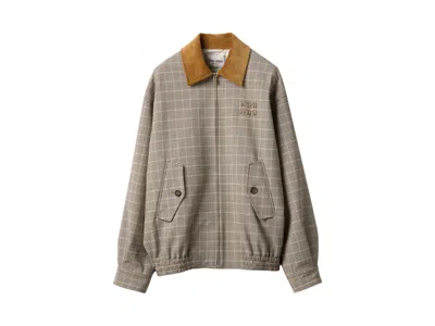Pre-owned Miu Miu Women's  Double Check Jacket In Cacao