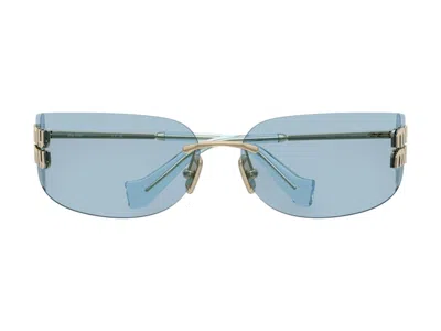 Pre-owned Miu Miu Women's  Frameless Sunglasses In Blue/silver (0mu A51s Zvn10p)
