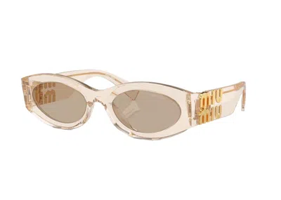 Pre-owned Miu Miu Women's  Glimpse Sunglasses In Sand Transparent/brown (0mu 11ws 11t40f54)