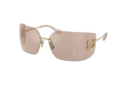 Pre-owned Miu Miu Women's  Irregular Sunglasses In Gold (0mu 54ys Zvn20f)