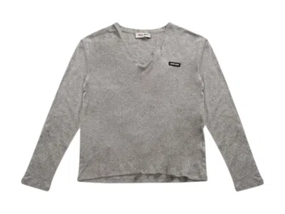 Pre-owned Miu Miu Women's  Jersey Polo Shirt In Grey