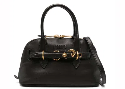 Pre-owned Miu Miu Women's  Leather Aventura Top Handle In Nero