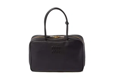 Pre-owned Miu Miu Women's  Leather Beau Bag In Black