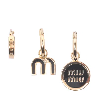 Miu Miu Women  Logo Earrings Set In Black