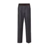 Miu Miu Virgin Wool Logo Pants In Gray