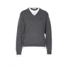 Miu Miu Cashmere Sweater With Contrasting Inserts In Gray