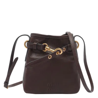 Miu Miu Women  Nappa Pouch In Brown