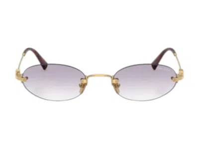 Pre-owned Miu Miu Women's  Oval Sunglasses In Gold/clear Gradient Dark Gray (0mu A54s 5ak04o)