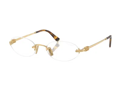 Pre-owned Miu Miu Women's  Oval Sunglasses In Pale Gold/yellow (0mu A54s Zvn10r)