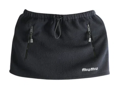 Pre-owned Miu Miu Women's  Pile Gonna Skirt In Navy Blue