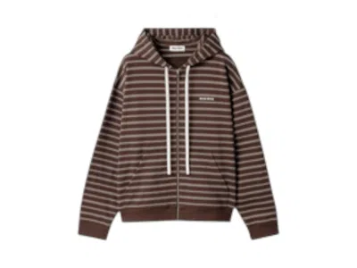 Pre-owned Miu Miu Women's  Striped Hoodie In Cacao/bianco