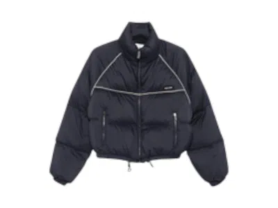 Pre-owned Miu Miu Women's  Technical Down Jacket In Bleu In Blue