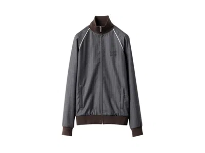 Pre-owned Miu Miu Women's  Zippered Blouson Jacket In Slate Grey In Gray