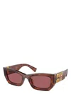 Miu Miu Miu Glimpse Rectangle-frame Sunglasses In Brown