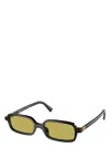 Miu Miu Logo-lettering Rectangle-frame Sunglasses In Black
