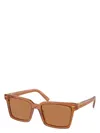 Miu Miu Acetate & Plastic Rectangle Sunglasses In Brown