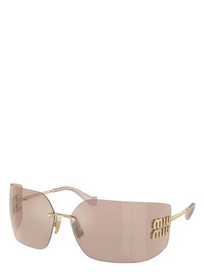 Miu Miu 80mm Oversize Irregular Sunglasses In Gold