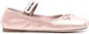 Miu Miu Logo-patch Satin Ballet Flats In Pink & Purple