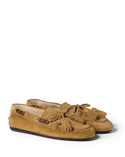 Miu Miu Women's Mocassini Suede Loafer Flats In Brown