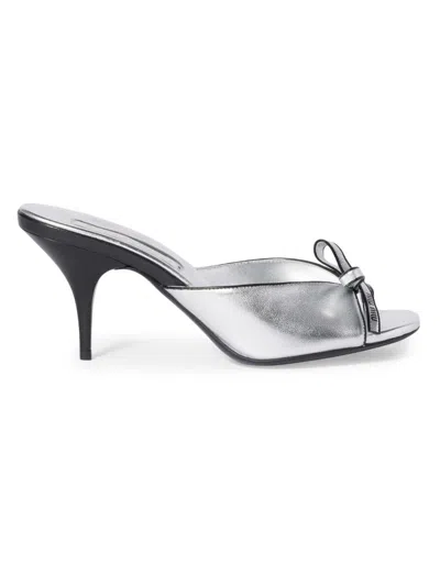 MIU MIU WOMEN'S MORDORÉ NAPPA LEATHER SANDALS WITH BOW