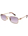 Miu Miu 0mu A53s Rectangular Gold Metal Sunglasses In Pink