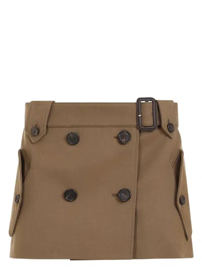 MIU MIU WOMEN'S MUD GABARDINE MINI SKIRT