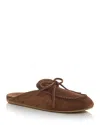 Miu Miu Suede Sabots Rounded Toe Bow Detail In Brown