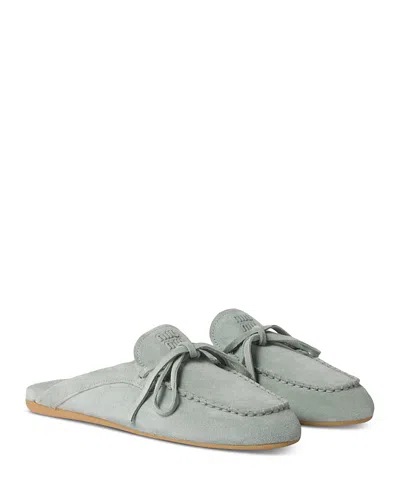 Miu Miu Sabot Suede Moccasin Mules In Blue