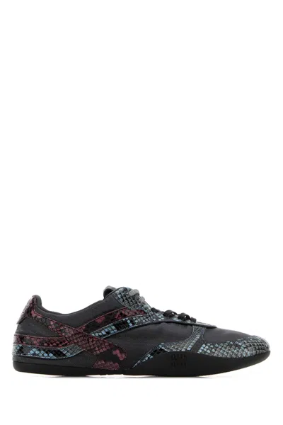 Miu Miu Women Multicolor Fabric And Leather Sneakers In Black