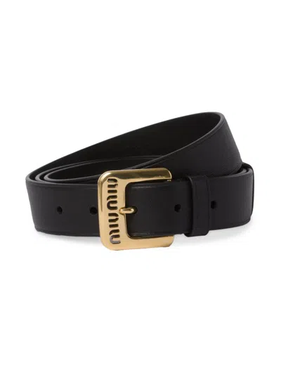 Miu Miu Women's Nappa Leather Belt In Black