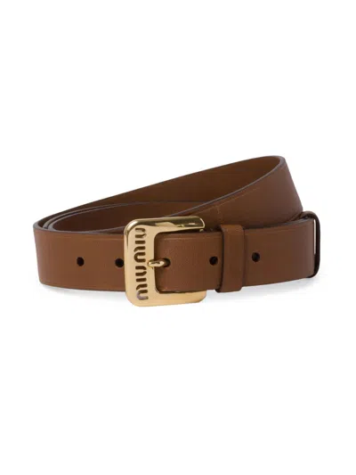 Miu Miu Women's Nappa Leather Belt In Brown