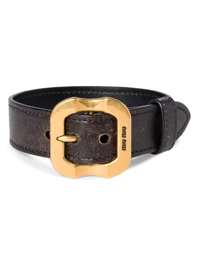 Miu Miu Women's Nappa Leather Bracelet With Buckle In Orange