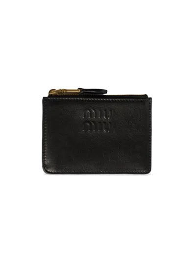 Miu Miu Women's Nappa Leather Card Holder In Black