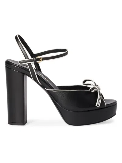 Miu Miu Women's Nappa Leather Platform Sandals In Black