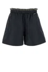Miu Miu Silk Tech Shorts Elastic Waistband In Black