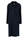 Miu Miu Soprabito Oversize In Misto Mohair Blu Navy Donna