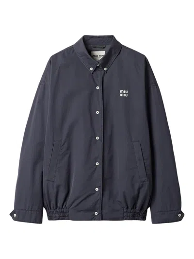 Miu Miu Oversized Canvas Shirt Jacket In Multi