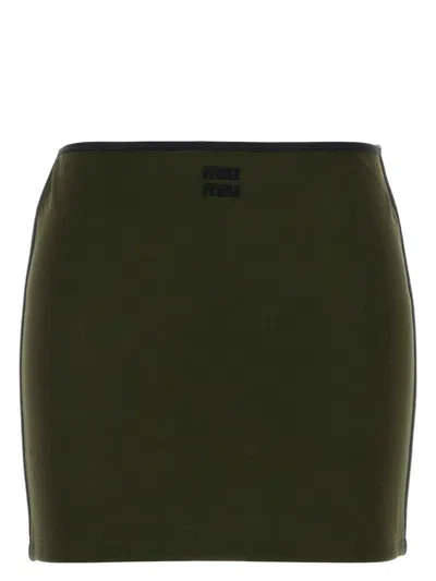 Miu Miu Women's Olive Stretch Viscose Blend Mini Skirt