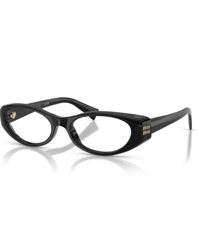 Miu Miu Women's Oval Eyeglasses, Mu 03zv In Black