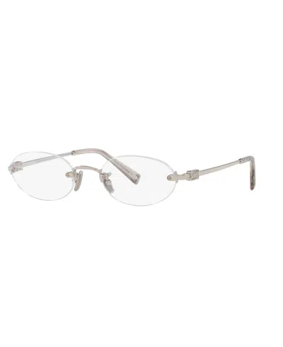 Miu Miu Women's Oval Eyeglasses, Mu 53wv In Silver