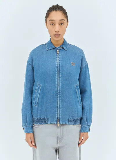 Miu Miu Women Padded Denim Jacket In Blue