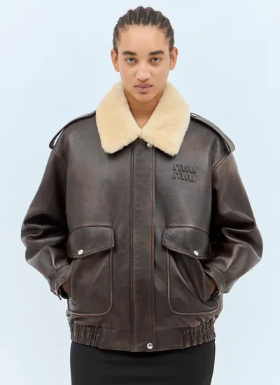 Miu Miu Women Padded Leather Jacket