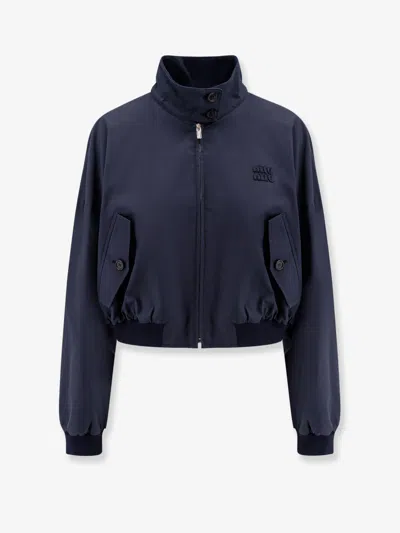 MIU MIU MIU MIU WOMEN PANAMA JACKET WITH MIU MIU PATCH