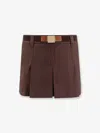 Miu Miu Women Panama Pleated Mini Skirt With Belt In Brown
