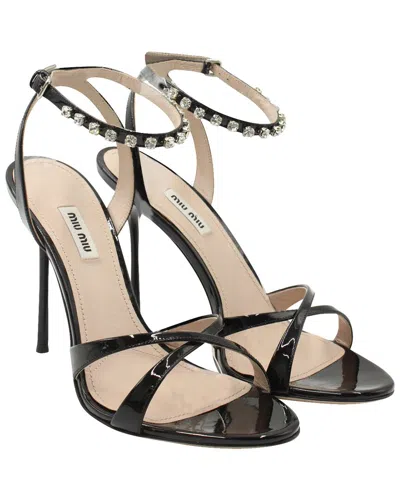 Miu Miu Women's Patent Leather Calzature Donna Crystal-embellished Sandal  (authentic Pre-loved)