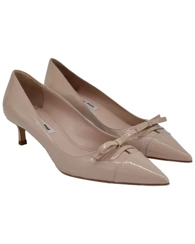 MIU MIU MIU MIU WOMEN'S PATENT LEATHER POINTED KITTEN HEEL PUMP (AUTHENTIC PRE-LOVED)